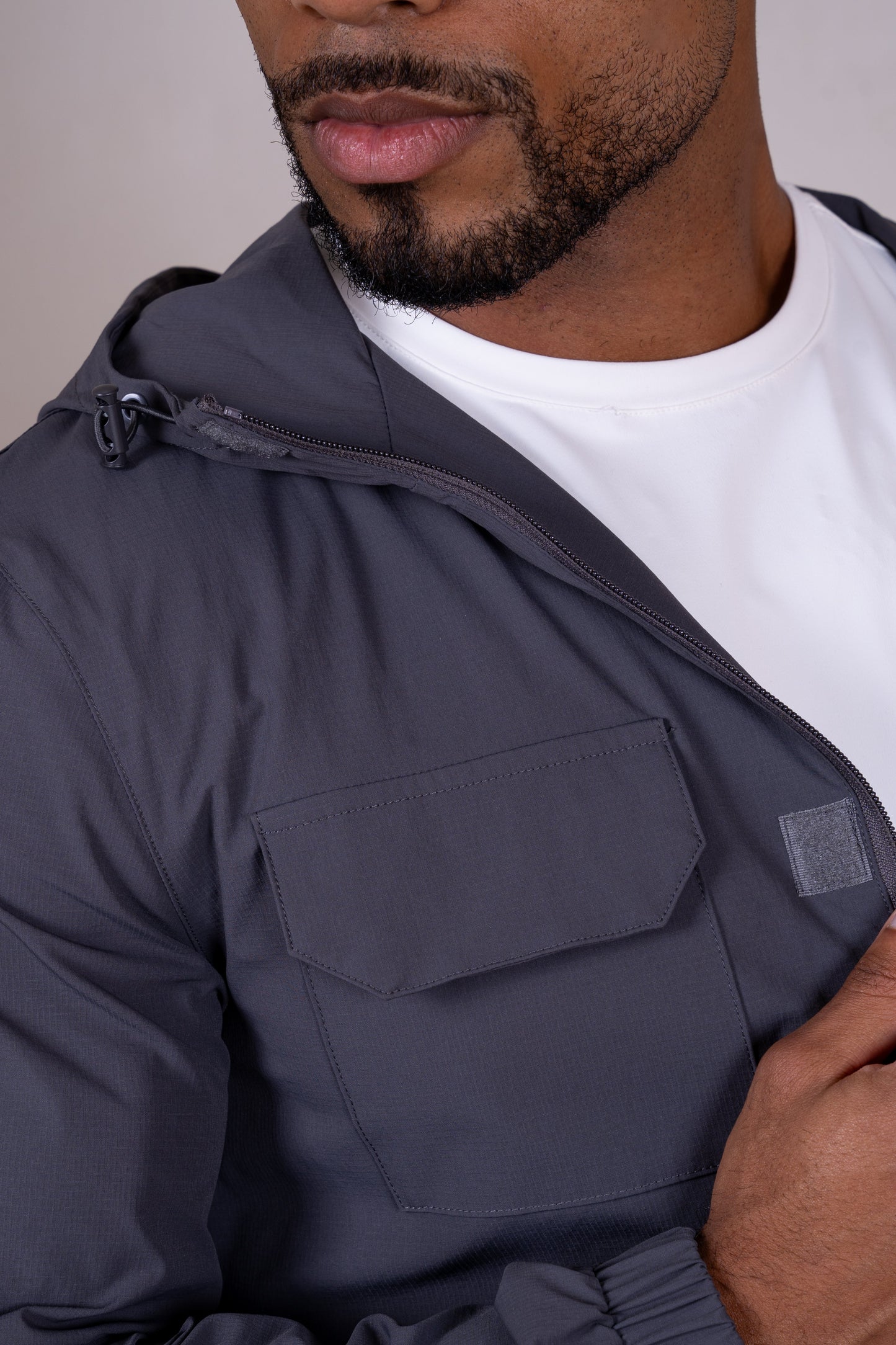 Technical V3 Cargo Windbreaker Jacket - Charcoal
